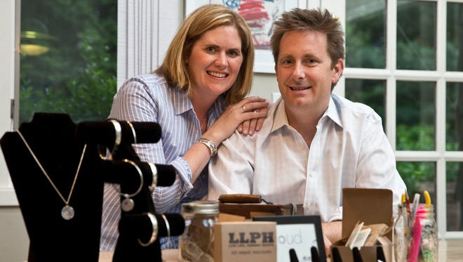 Marion and Jason Corrigan of Fair Haven have a jewelry business called LLPH - Live Life. Pursue Happy. They sell jewelry with an American history theme.