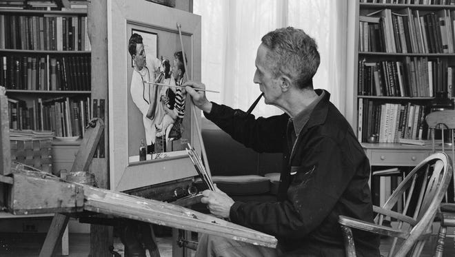 Norman Rockwell at work in the 1950s.