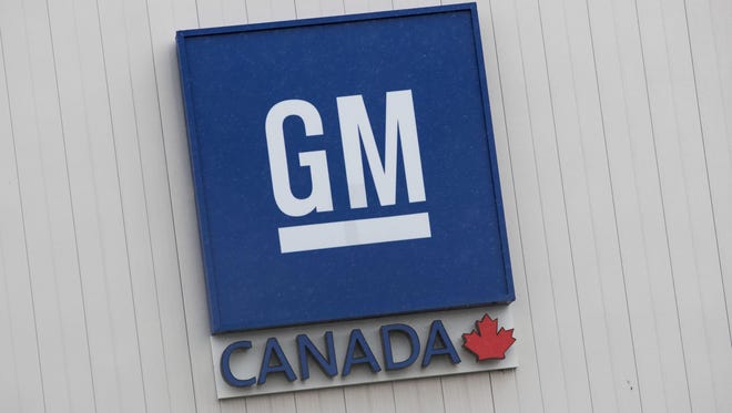 The General Motors plant sign is viewed in Oshawa, Ontario, on November 26, 2018.