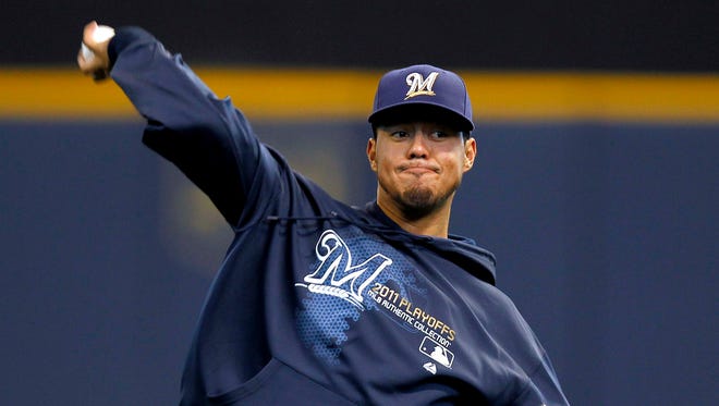 Pitcher Yovanni Gallardo is back with the Brewers and will try and make the team in spring training.