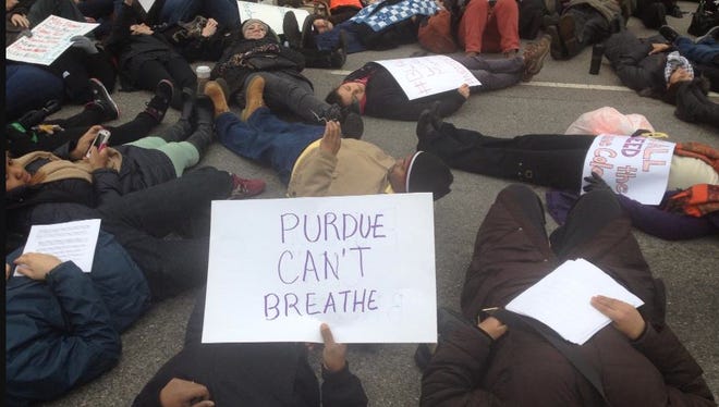 Purdue students protest unjust killing.