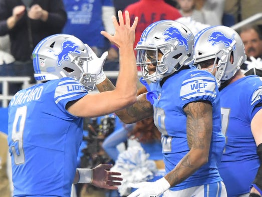Lions quarterback Matthew Stafford and rookie wide