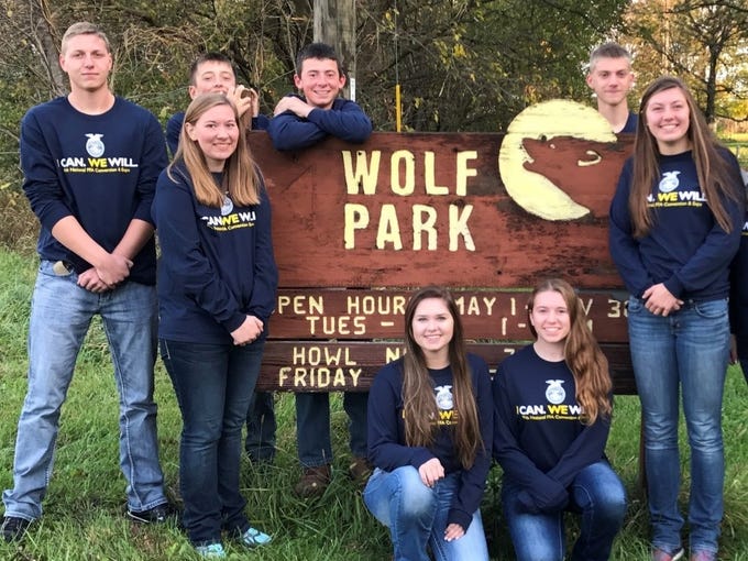 Columbus FFA members at the Wolf Park one of many tours