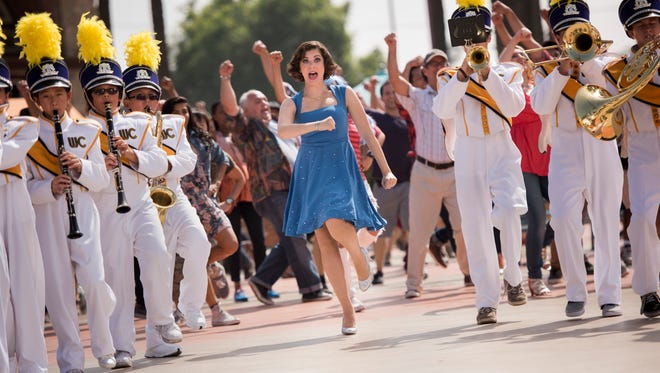 Rachel Bloom, center, as Rebecca Bunch, in a scene from the pilot for "Crazy Ex-Girlfriend."