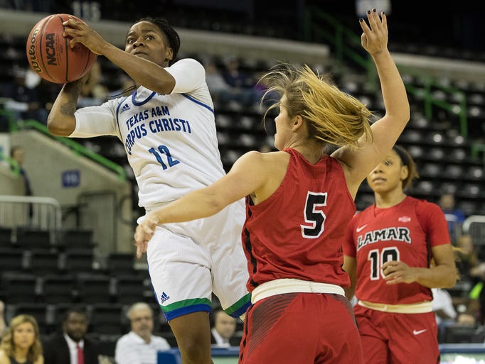 Texas A&M-Corpus Christi's Dae Dae Evans jumps to take