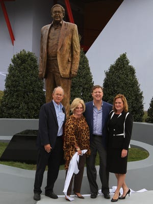 Brian France (second from right) at the unveiling of his father's statue outside Daytona International Speedway in 2012, along with his uncle Jim France, mother Betty Jane and sister Lesa France Kennedy.