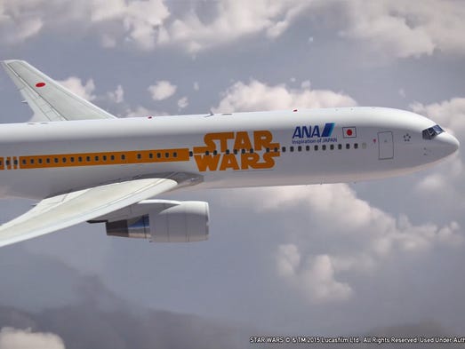 A rendering of ANA's "Star War Jet," a Boeing 767-300
