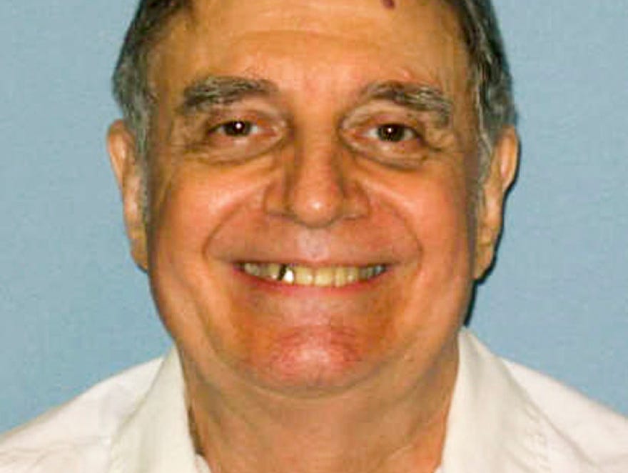 This undated photo, provided by the Alabama Department of Corrections, shows Tommy Arthur, in a photo taken at the Holman Correctional Facility in Atmore, Ala. An appellate court on Wednesday, Nov. 2, 2016, refused to halt the execution of Alabama in