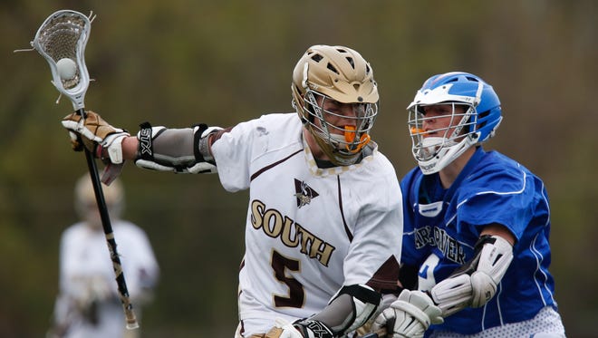 Clarkstown South and Pearl River play a boys Lacrosse game at Clarkstown South High School in West Nyack on April, 26, 2016. 