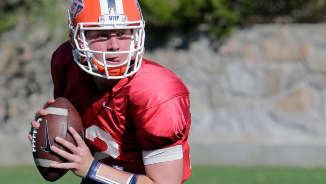 UTEP quaretrback Ryan Metz goes through practice Tuesday as the starting quarterback for the first time this season. Metz took over after Mack Leftwich was knocked of action and suffered a severe concussion in the team's game against the NMSU Aggies.