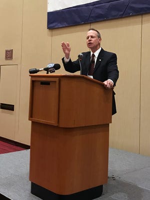 Steven H. Cook, the U.S. associate deputy attorney general in charge of law enforcement, speaks at the Law Enforcement Against Drugs conference in Atlantic City on Monday, March 19, 2018.