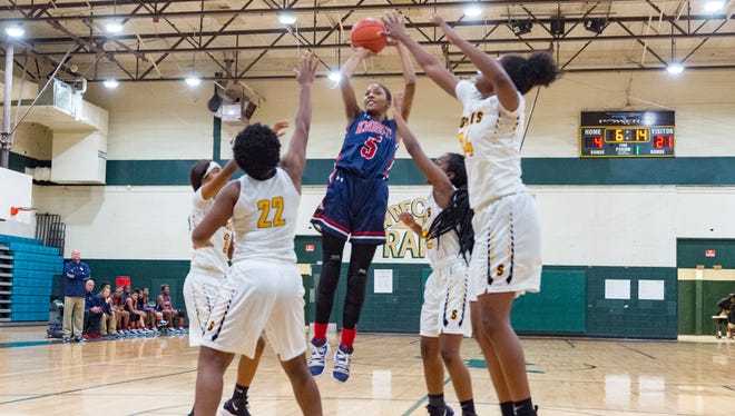 Tamera Johnson shoots the ball as LCA girls basketball take on Scotlandville in tournament at Acadiana High. Thursday, Nov. 29, 2018.