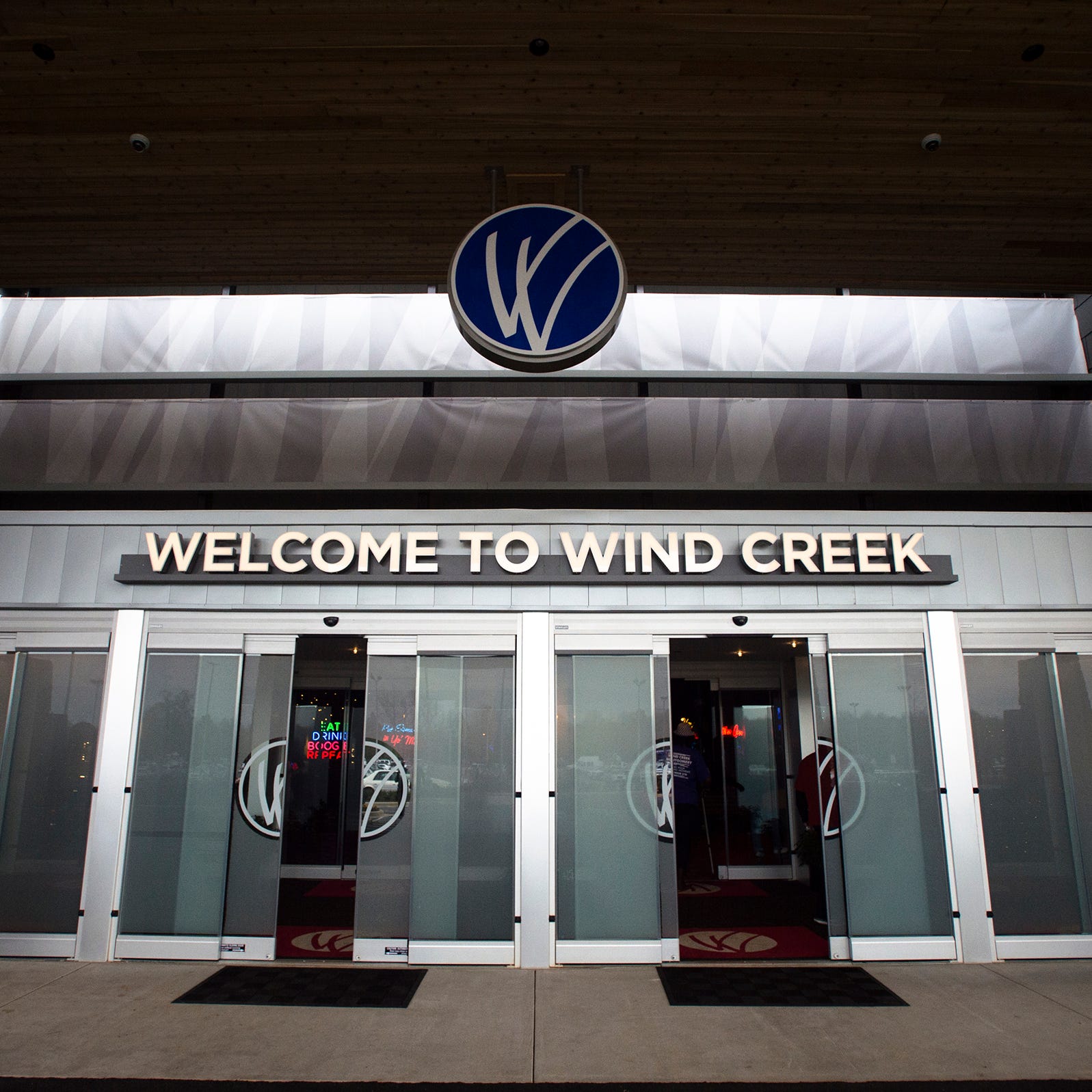 The front doors on opening day of the Wind Creek Montgomery Hotel at Wind Creek Montgomery in Montgomery, Ala., on Monday, Dec. 21, 2015.