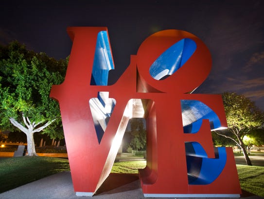 The iconic pop art image by American artist Robert