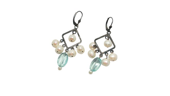 Pearl and gem stone earrings, $135, The Market and Mainly Shoes.