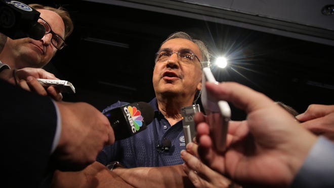 Fiat Chrysler CEO Sergio Marchionne speaks to the media, during an event to mark the ceremonial beginning of its contract talks at the UAW-Chrysler National Training Center in Detroit on Tuesday, July 14, 2015. 