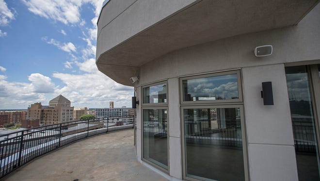The view from the panoramic terrace of the 5,516 square-foot penthouse at Three Mass condos, seen on Tuesday, June 28, 2016. The condo at 333 Massachusetts Avenue, with a panoramic view of downtown, is listed for $1,999,999. 
