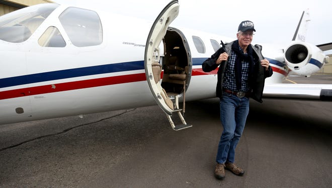 Gubernatorial candidate Bud Pierce lands after an eastern Oregon to campaign stop. Photographed at McNary Field Salem on Monday, Oct. 3, 2016.