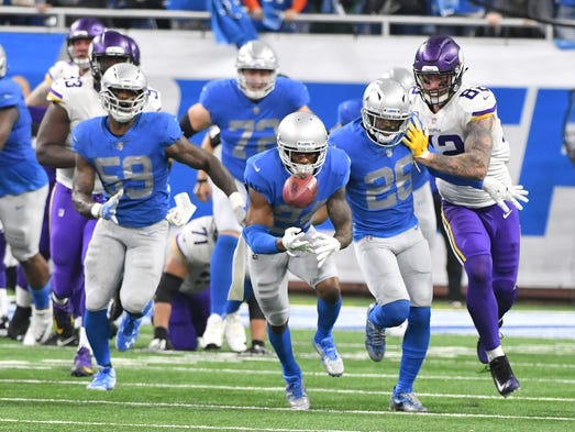 Lions' Nevin Lawson finds a blocked field-goal kick