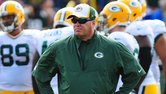 Green Bay Packers coach Mike McCarthy during training camp practice at Ray Nitschke Field on Monday, July 28, 2014.