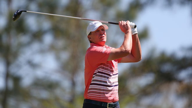 Steve Stricker (shown Friday) leads the PGA Tour Champions field with 18 holes to play