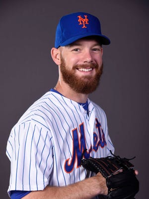 New York Mets relief pitcher Vic Black (38) poses for media day portraits at Tradition Field.