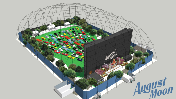 A rendering of the August Moon Drive-In theater planned