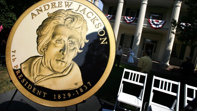 A large coin was on display at the U.S. Mint unveiling of the new $1 Andrew Jackson coins at The Hermitage.  Andrew Jackson was the seventh President, and he is being honored with the seventh Presidential $1 Coin.