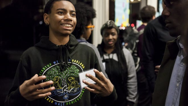 George Hofstetter, 14, took part in My Brother's Keeper hackathon in Oakland, creating an app to help African-American teens feel less nervous around police officers.