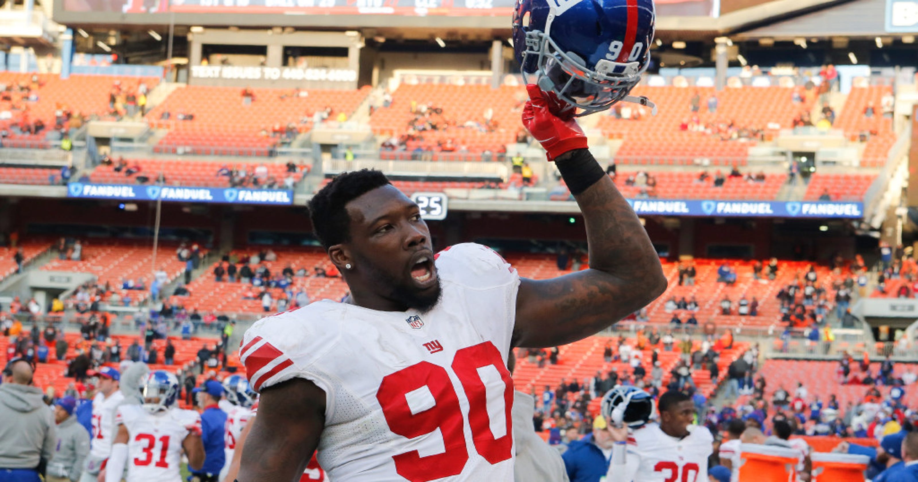 Jason PierrePaul shows mangled hand as a fireworks safety measure