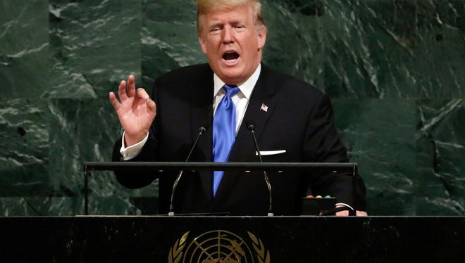President Donald Trump speaks at the United Nations on Tuesday.