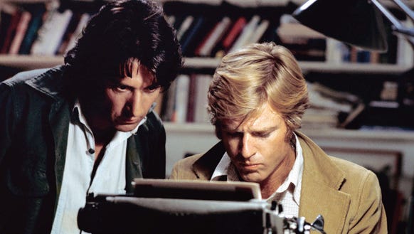Dustin Hoffman (left) and Robert Redford are reporters