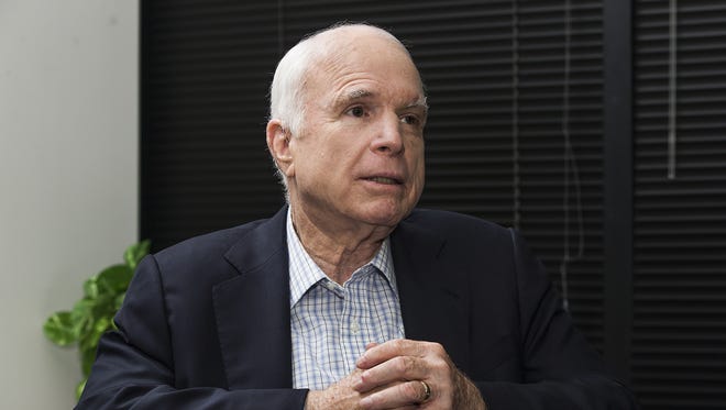 Sen. John McCain speaks with The Arizona Republic in Phoenix on August 3, 2017.