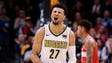 Oct. 23: Denver Nuggets guard Jamal Murray (27) reacts