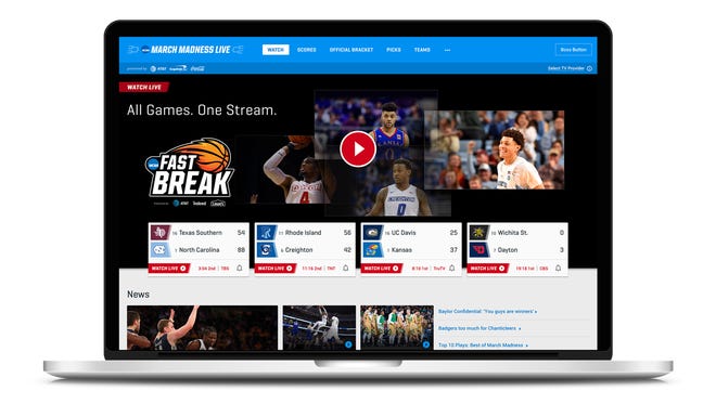 The March Madness Live app, from Turner Sports, CBS and the NCAA, has all 67 games in the men's basketball tournament and a new Fast Break feature, which during the first round of the tournament will bounce from game to game for updates, highlights and buzzer beaters.