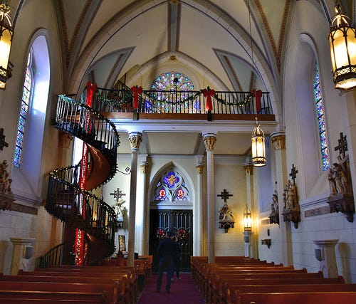 Loretto Chapel: The centerpiece of the historic Loretto Chapel, built in 1873, is its 