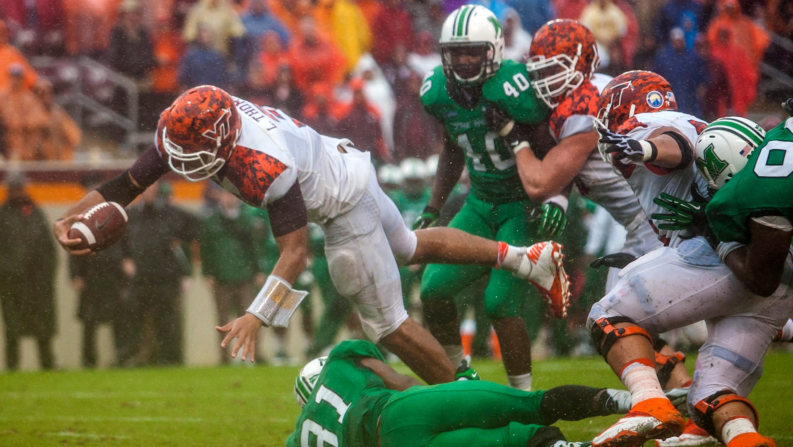 Virginia Tech survives Marshall in 3OT rainy thriller