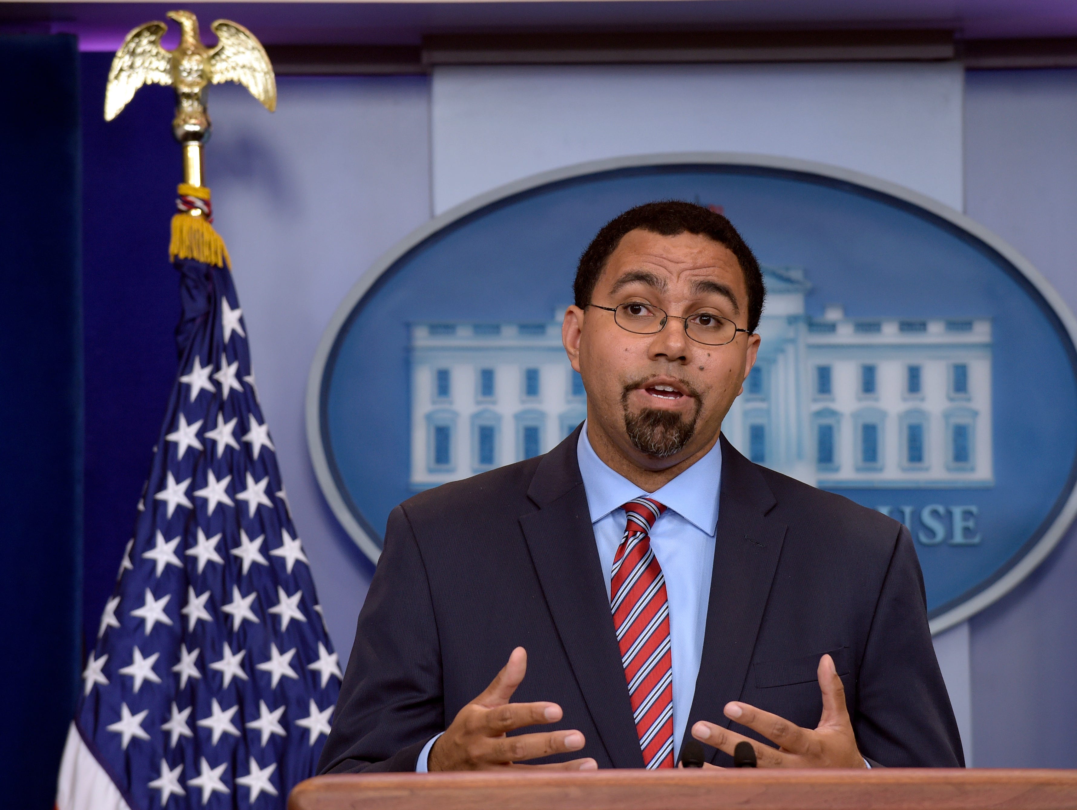 Education Secretary John King speaks during the daily briefing at the White House in Washington, Thursday, Sept. 29, 2016. (AP Photo/Susan Walsh)