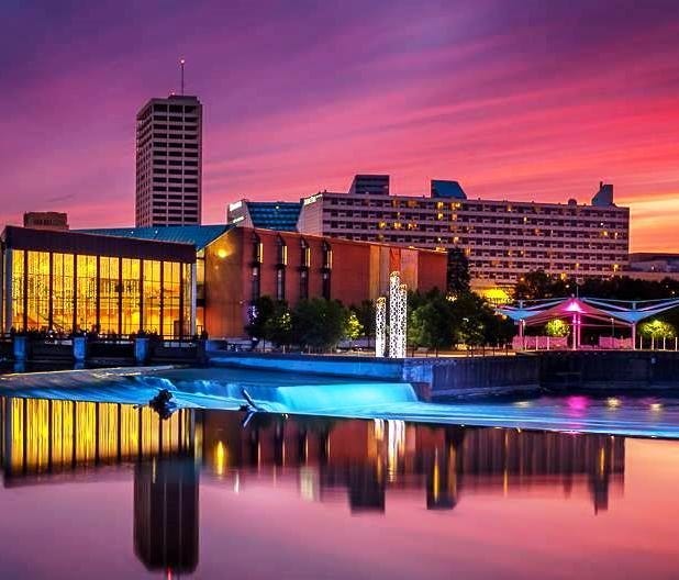 Century Center/Island Pavilion, South Bend (Alliance Architects/Philip Johnson): Once a city eyesore, now transformed into a vibrant urban riverfront development that draws visitors for community festivals, concerts, weddings and more. Located along 