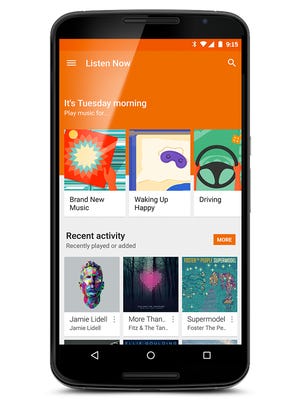 Part of the new mobile app interface for Google Play Music with Songza.