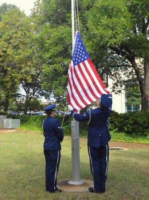 In 2017, members of the Sheppard Air Force Base Honor Guard present the colors at the Kell House in Wichita Falls as part of the Fourth of July celebration festivities.
