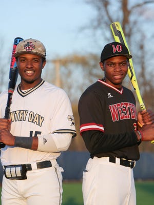 Birmingham Detroit Country Day's John Malcom, left, and Detroit Western's William English on Wednesday, April 25, 2018, at Country Day.