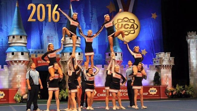 The West Morris Mendham High School Competitive Cheerleading team competing at the 2016 Universal Cheerleading Association’s National High School Cheerleading Championships in Orlando, Florida on Feb. 7 and 8.