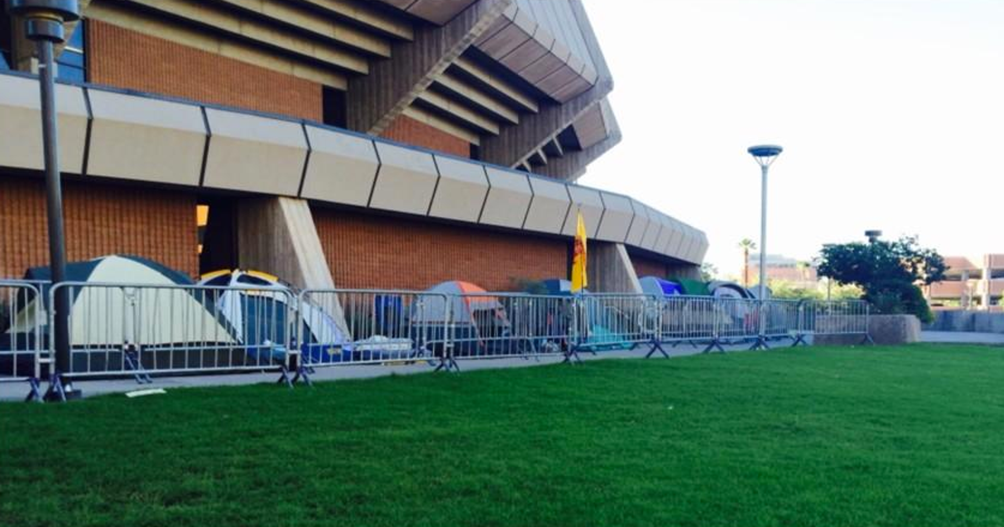 Tents already wrapped around arena at ASU's 'Camp Fargo'