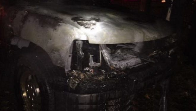 A car fire ignited in the front end of a Chevrolet SUV around 8:10 p.m. parked at a home in Chestnut Ridge, according to Ramapo police. Nov. 12, 2015