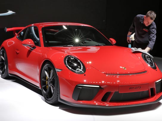 The Porsche 911 GT3 is shown during a media preview