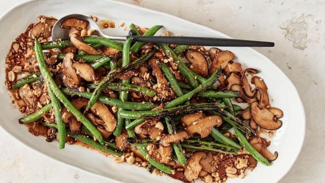 This green bean dish with mushrooms and peanuts is from "The Atlas Cookbook."