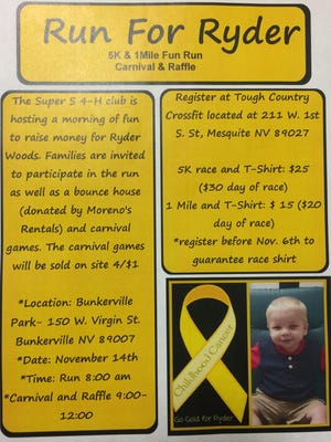 The Super S 4-H Club is holding a fundraiser for Ryder Woods on Nov. 14, starting at 8 a.m. with the fun runs.