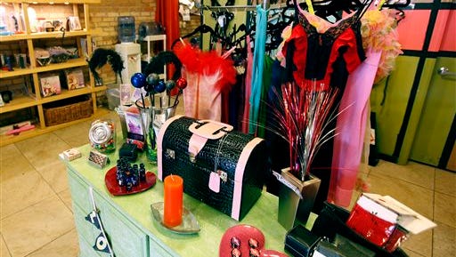 Lingerie and other items are on display at the Smitten Kitten adult novelty store in Minneapolis. Besides offering pornography, toys and other products, the store also has educational workshops, which the students attended.