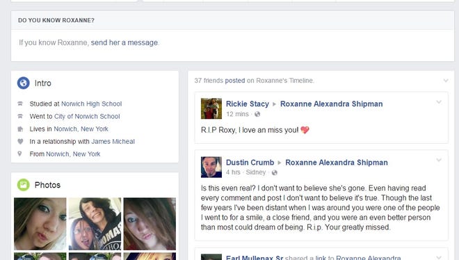 Condolences from friends poured in Friday on Roxanne Shipman's Facebook page.